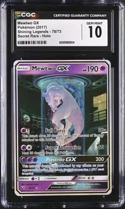 Pokemon TCG CGC 10 Mewtwo GX 78/73 Shining Legends Alt Art Secret Rare Mewtube - Image 1