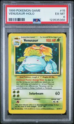 1999 POKEMON BASE SET UNLIMITED #15 VENUSAUR-HOLO PSA 6 - Image 1