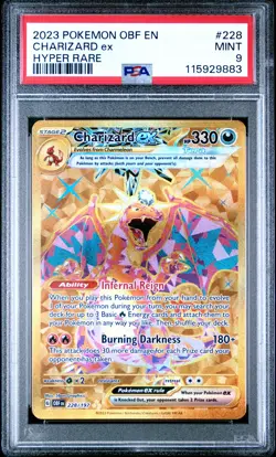 2023 POKEMON OBF EN-OBSIDIAN FLAMES HYPER RARE #228 CHARIZARD EX PSA 9 - Image 1