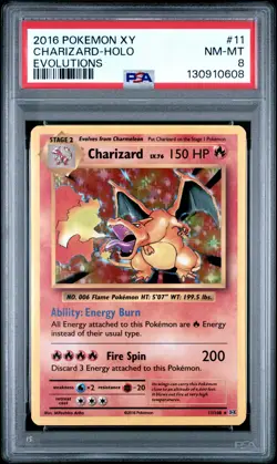 2016 POKEMON XY EVOLUTIONS #11 CHARIZARD-HOLO PSA 8 - Image 1