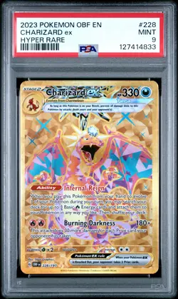 2023 POKEMON OBF EN-OBSIDIAN FLAMES HYPER RARE #228 CHARIZARD EX PSA 9 - Image 1