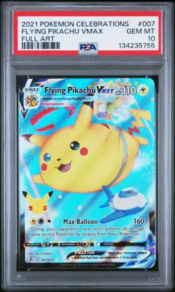 2021 POKEMON CELEBRATIONS #007 FULL ART/FLYING PIKACHU VMAX PSA 10 - Image 1