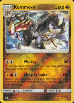 Pokemon - Kommo-o #77/111 - SM - Crimson Invasion Reverse Holo - Image 1