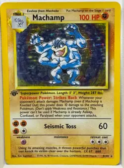 Machamp 8/102 1st Edition Base Set Holo Rare 1999 Pokemon LP / MP - Image 1
