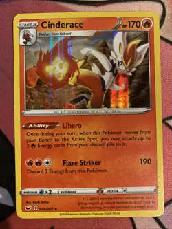Pokemon TCG Sword And Shield Base Set Holo Cinderace 034/202 - Image 1