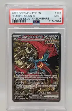 2025 Pokemon Prismatic Evolutions Rare Roaring Moon ex PSA 9 #162/131 - Image 1