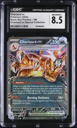 Pokemon TCG: 2025 Black Star Promos #196 Charizard ex CGC 8.5 - Image 1