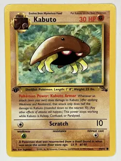 Kabuto NM 50/62 1st Edition Fossil Pokemon TCG Regular - Image 1