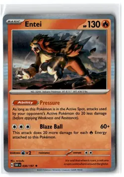 2023 Scarlet & Violet Series - Obsidian Flames Entei #30 Rare Holo - Image 1