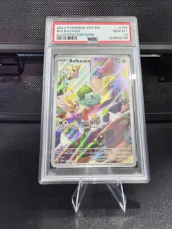 Pokemon 2024 SCR en Illustration Rare #143 Bulbasaur PSA 10 Gem Mint - Image 1