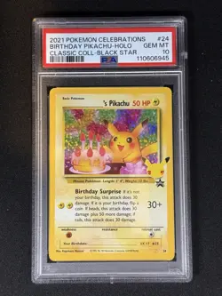 PSA 10 Celebrations Birthday Pikachu Classic Collection Black Star 24 Pokemon - Image 2