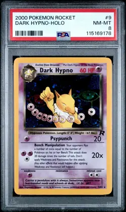 2000 POKEMON ROCKET #9 DARK HYPNO-HOLO PSA 8 - Image 1