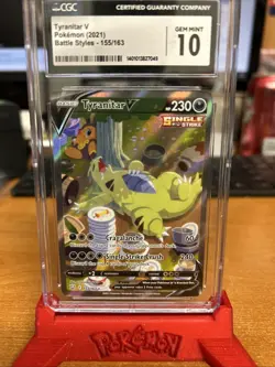 CGC 10 Tyranitar V 155/163 Pokemon Battle Styles Alt Art Sleepy Ttar Ultra Rare - Image 1