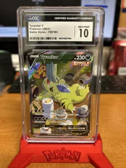 CGC 10 Tyranitar V 155/163 Pokemon Battle Styles Alt Art Sleepy Ttar Ultra Rare - Image 2