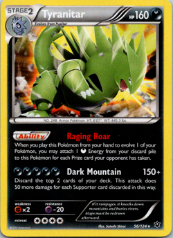 Pokemon TCG Tyranitar 56/124 Holo Rare XY Fates Collide Near Mint NM - Image 1