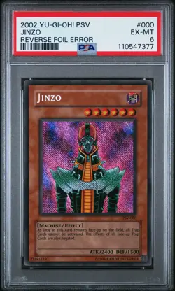 2002 YU-GI-OH! PSV-PHARAOH'S SERVANT REVERSE FOIL ERR #000 JINZO PSA 6 - Image 1