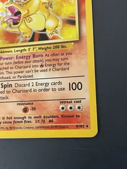 Pokemon TCG Charizard 1999 Holo Rare Card 4/102 Base Set Unlimited HP Heavy Play - Image 5