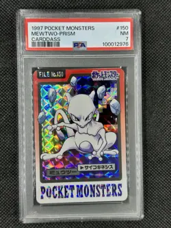 PSA 7 Near MINT Pokemon Japanese Carddass 1997 150 Mewtwo Prism Card Bandai - Image 1