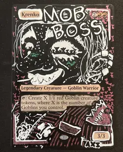 Krenko, Mob Boss, (Altered) Hand-Painted MTG Card, 1/1 painting - Image 1