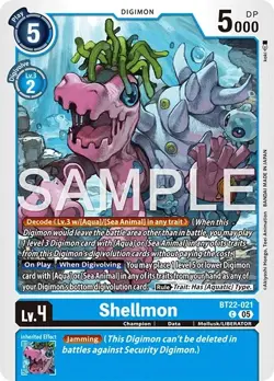 Digimon BT22 Cyber Eden BT22-021 Shellmon Common Card - Image 1