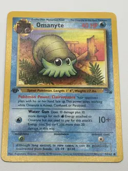 1st Edition Omanyte 52/62 Common Fossil Pokemon Card - LP - Image 3