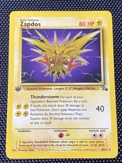 Zapdos 30/62 1st Edition - Pokemon Fossil WotC Non-Holo Rare Vintage - Image 1
