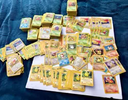 Huge Vintage 800 Pokemon Non Holo Card 1999 -Jungle -Pikachu Spark Gnaw w/dupes - Image 1