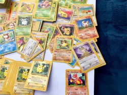 Huge Vintage 800 Pokemon Non Holo Card 1999 -Jungle -Pikachu Spark Gnaw w/dupes - Image 2