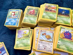 Huge Vintage 800 Pokemon Non Holo Card 1999 -Jungle -Pikachu Spark Gnaw w/dupes - Image 5