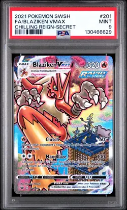 2021 POKEMON SWORD & SHIELD CHILLING REIGN SECRET FULL ART/BLAZIKEN VMAX PSA 9 - Image 1