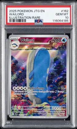 2025 POKEMON JTG EN-JOURNEY TOGETHER ILLUSTRATION RARE #162 WAILORD PSA 10 - Image 1