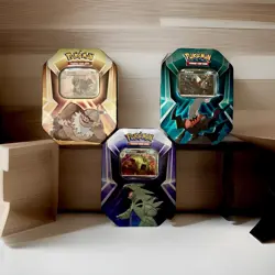 Pokemon TCG 3 x Triple Whammy Collector Sealed Tins (Complete Tin Set) - Image 1