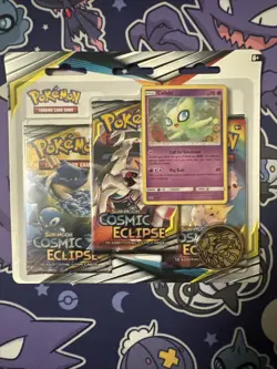 2019 POKEMON SUN & MOON COSMIC ECLIPSE 3 PACK W/ CELEBI SEALED BLISTER SM224 - Image 1