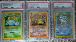 Pokemon Base Charizard PSA 6, Base Venusaur PSA 7 & Base Blastoise PSA 7 LOT - Image 1