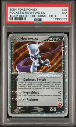 2004 POKEMON EX TEAM ROCKET RETURNS #99 ROCKET'S MEWTWO EX-HOLO PSA 7 - Image 1