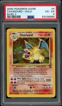 2000 Pokemon Base Set 2 Charizard Holo PSA 4 - Image 1