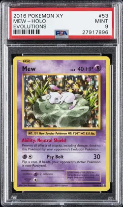 2016 POKEMON XY EVOLUTIONS #53 MEW-HOLO PSA 9 - Image 1