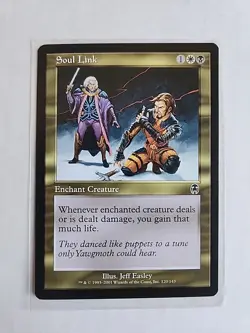 Soul Link - Apocalypse - MTG Magic - Common - White Black Enchant Creature - Image 1