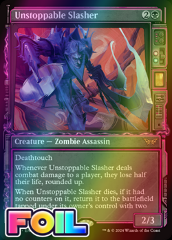 x1 Unstoppable Slasher DSK Duskmourn MTG 312 FOIL RARE SHOWCASE M/NM 1x - Image 1