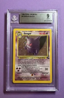 Gengar 5/62 Fossil Holo Pokemon BGS 9 PSA 1999 Vintage - Mint (Scratched case) - Image 1