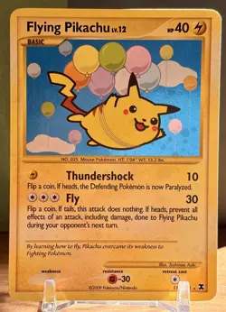 NM- Flying Pikachu Pokemon Card | Secret Rare | Platinum Rising Rivals 113/111 - Image 1