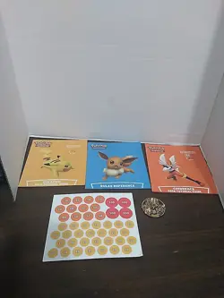 Pokemon Battle Academy Game Rule Book & Deck Guides Unpunched Coins And Coin - Image 1