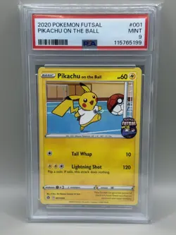 2020 POKEMON FUTSAL #001 PIKACHU ON THE BALL PSA 9 - Image 1