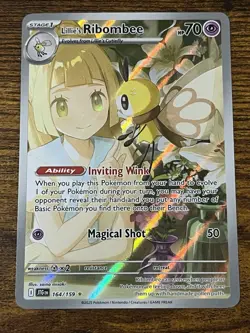 Pokemon TCG Lillie's Ribombee Holo Card 164/159 Sv09: Journey Together Near Mint - Image 1