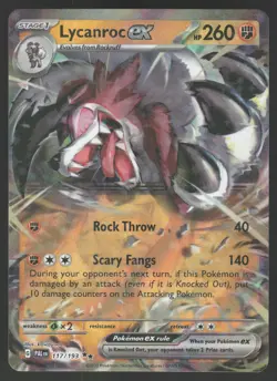 Lycanroc ex 117/193 Double Rare Pokemon TCG SV02: Paldea Evolved NM - Image 1