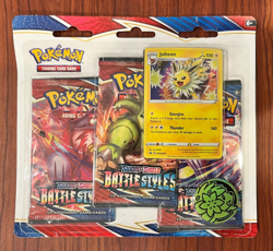 Pokemon TCG Sword and Shield Battle Styles 3 Booster Pack Blister w Jolteon Coin - Image 1