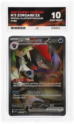 ACE 10 N's Zoroark EX 185/159 Journey Together SIR Holo Pokemon Card - Gem Mint - Image 1