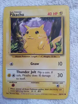 Pokemon 1999 Base Set Pikachu Regular Card 58/102 (POOR CONDITION) - Image 1
