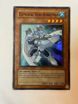 Yugioh Elemental Hero Bubbleman Playset YSDJ-EN017 Super Rare 1st Edition LP/NM - Image 3