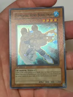 Yugioh Elemental Hero Bubbleman Playset YSDJ-EN017 Super Rare 1st Edition LP/NM - Image 5